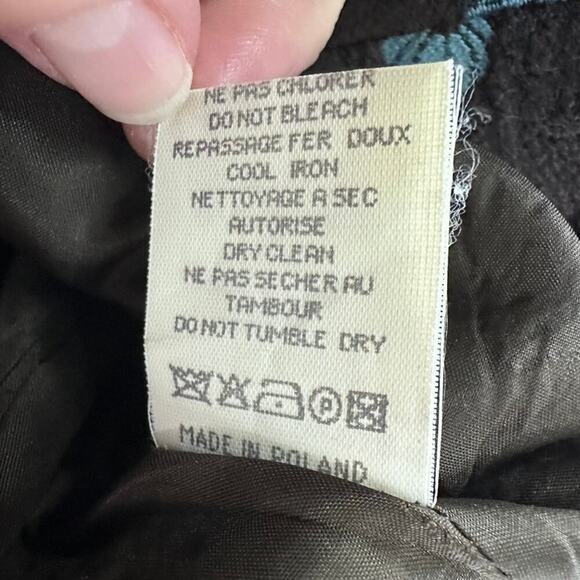 Irene Van Ryb Wool Skirt Size 8 Brown Embroidered Fireworks Pattern A-Line Slip - Picture 11 of 11